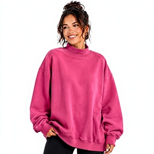 Women's Wholesale Price Factory Made Blank <b>Mock</b> <b>Neck</b> Sweatshirt Polyester/Cotton Blend Anti-Shrink Drop Shoulder Winter <b>Top</b> - Product Image 1
