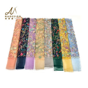 कस्टम निर्मित निजीरियन ब्राइडल कढ़ाई फीता कपड़े बेडेड लक्जरी उच्च गुणवत्ता वाले थोक सोने के फीता कपड़े - Product Image 2