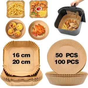 Customize Non-stick Silicone Coated Oil-proof Food Grade Basket Mat Disposable Air Fryer Paper Liners