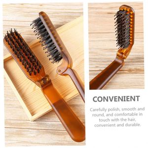 Wholesale Mens Travel Folding Hair <b>Brush</b> Pocket Hairdressing Boar Bristle Detangler Hair <b>Brushes</b> for Straight Curl Hair Styling - Product Image 4