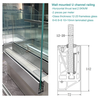 Balustrade extérieure en verre trempé de 12-20 mm pour escaliers de maison résidentielle, fixation murale avec pince en U