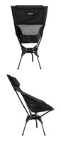 Chaise de camping pliable portable, cadre en aluminium, tissu Oxford, dossier en maille, design minimaliste décontracté, noir avec bordure rouge