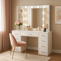 Station de beauté multifonctionnelle moderne pour femmes avec miroir en verre et rangement pour salon de coiffure, chambre, salle de bain, extérieur, salle de sport, centre commercial