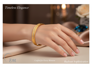 18K Solid Gold Yellow Gold Diamond-Studded Minimalist Hammer Pattern Design Elegant Fine Unisex NGTC Certified <b>Bangle</b> - Product Image 5