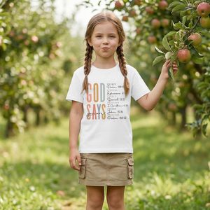 T-shirt chrétien pour femme FOXA, motif biblique « Dieu dit que tu es », en jersey de coton, coupe classique, chemise inspirante - Product Image 4