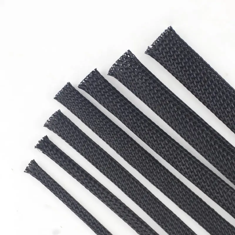 Heat resistant pc rubber auto wire lot sheathing pet expandable braided cable sleeve