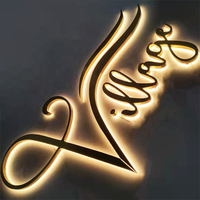 Enseigne lumineuse personnalisée en acier inoxydable 3D avec lettres rétroéclairées, logo lumineux, signalétique décorative pour entreprise, intérieur/extérieur, montage mural