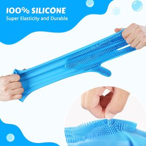 Guantes de Aseo para Mascotas con Diseño de Cinco Dedos, Silicona Resistente al Calor con Dientes de Alta Densidad, para Bañar y Masajear Perros y Gatos, Azul - Product Image 4
