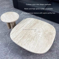 Table basse gigogne en travertin naturel sur mesure OEM pour salon, ensemble de tables basses en travertin, table de salon moderne de luxe en travertin