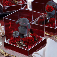 Fluwelen Roos Beer Teddy Acryl Box Beste Huisdecoratie Geconserveerde Rozen Voor Afstuderen Thanksgiving Kerst Valentines Dag