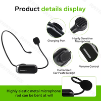 Microphone à condensateur sans fil monté sur la tête, interface plastique 6,35 mm, micro-casque pour haut-parleur, discours et enseignement