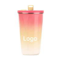Gobelet isotherme en acier inoxydable à double paroi avec couvercle à paille escamotable, anti-fuite, bouteille d'eau portable de voyage OEM