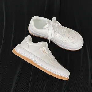 Hot Selling Height Increased Men White PU Casual Shoes Men's Fashion Skateboard Shoes Sneakers