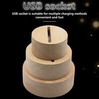 ANNXIN Socle de lampe de nuit LED en bois, 3 tailles, bois naturel, alimentation USB, support d'affichage 3D pour plaque acrylique, vente en gros