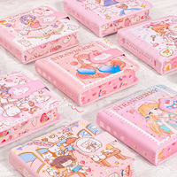 Cuaderno de Papelería Kawaii con Páginas a Color y Dibujos Animados para Estudiantes y Niños con Hebilla Magnética de Niña y Conejo