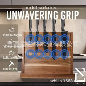 Acacia Wood Magnetic Knife Rack 5 Slot <b>Desktop</b> Knife Storage Kitchen Knife Holder Natural Color - Product Image 3