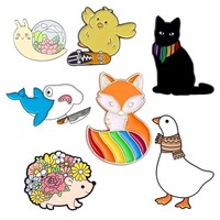 Cadeaux promotionnels, série d'animaux mignons, épingles à revers en métal en émail en forme de panda, de mouton, de lapin et de chat pour enfants