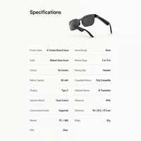 Lunettes Intelligentes de Traduction Audio, Lunettes de Soleil à Commande Tactile, Assistant Vocal, Appels Téléphoniques, IPX4, Légères (36g), Cadeau d'Affaires et de Voyage