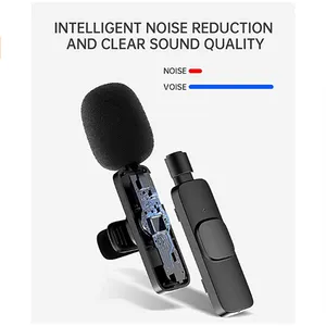 PIX-LINK Noise Cancelling Wireless Clip Lavalier Recording 2.4Ghz Microphone Bee Lavalier Microphone For Smartphone USB Type
