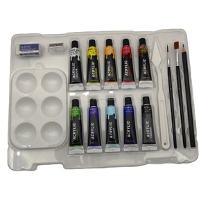 Fournitures d'art professionnelles <span class=keywords><strong>Peinture</strong></span> 12 ML-2 pinceaux, 1 <span class=keywords><strong>crayon</strong></span>/gomme/taille-<span class=keywords><strong>crayon</strong></span>/couteau en plastique/palette en plastique Ensemble <span class=keywords><strong>de</strong></span> <span class=keywords><strong>peinture</strong></span> <span class=keywords><strong>acrylique</strong></span> - Product Image 1