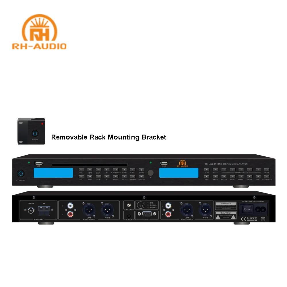 RH-AUDIO Dab Radio FM reproductor de CD todo en uno con extraíble de montaje en Rack, soporte