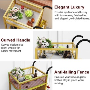 Home-use floor-standing wheeled beverage <b>cart</b>, multi-functional, movable <b>storage</b> rack, high-value and practical furniture. - Product Image 3