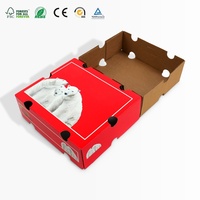 Boîte de présentation pliable personnalisée en carton ondulé pour fruits, avec poignée découpée, imprimée, en papier recyclé, pour l'emballage de légumes et produits frais en détail