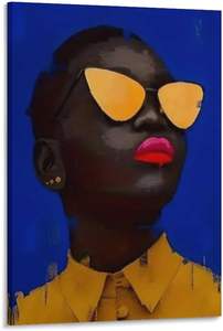 Mujer moderna, retrato abstracto personalizado, pinturas en lienzo y artes de pared, decoración del hogar, póster de lágrima negro dorado de lujo - Product Image 2