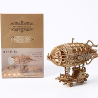 Puzzle 3D en bois en gros, Modèle de dirigeable steampunk à assembler soi-même, Navire aérien fantastique