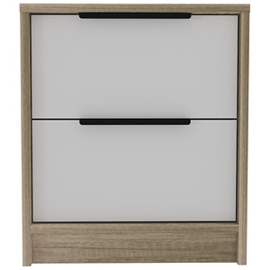 Kaia Nightstand Two <b>Drawers</b> Metal Handle White Pine <b>Storage</b> <b>Drawer</b> - Product Image 2