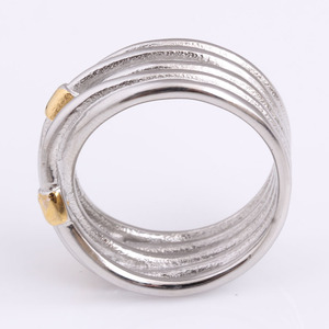 Geometric Stainless Steel <b>Ring</b> 10Mm Two Tone Fashion Jewelry For Women Gift - Product Image 2