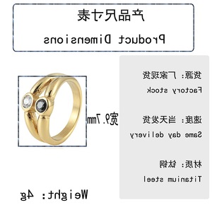 yunnique Fashion <b>Rings</b> <b>Titanium</b> Steel Hollow Gemstone <b>Ring</b> Bezel Setting Gold Color Unisex Gift Jewelry 210108 - Product Image 2