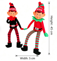 Poupée de Noël prête à être expédiée, accessoire de Noël, poupée en peluche à longues jambes, noire et verte, pour la décoration de l'étagère de Noël