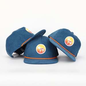 BSCI Oem Custom Embroidery <b>Patch</b> Logo Mens High Quality 5 Panel Unstructured Corduroy Rope Snapback Cap Hat - Product Image 1