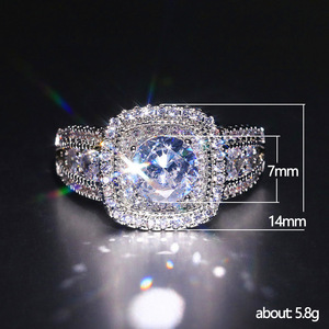 Anillo elegante de doble capa para mujer, diseño con incrustaciones brillantes, joyería llamativa de moda - Product Image 5