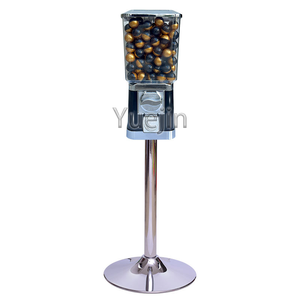 Máquina recreativa infantil cuadrada mini, con soporte, operada con monedas, expendedora de juguetes en cápsulas, de acero inoxidable, metal y plástico. - Product Image 2
