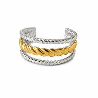 Trendiger offener verstellbarer Ring aus Edelstahl mit langlebiger 18K vergoldeter Oberfläche für die Alltagsmode der Frau.