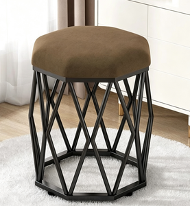 Taburete Moderno de Metal para Vestidor, Asiento Tapizado, Silla de Manicura, Otomana para Dormitorio o Sala de Estar - Product Image 2