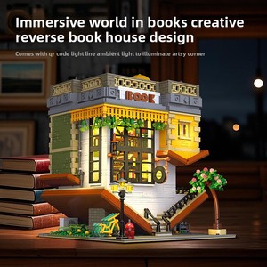 Bebrick 89130 DIY gran edificio calle escena rompecabezas juguete de alta dificultad para niños plástico iluminado librería bloques de construcción - Product Image 4