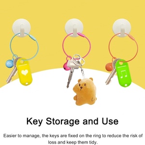 Llavero de cable de acero inoxidable con recubrimiento de color y cascabel - Product Image 3