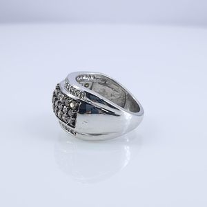 Anello di Diamanti Jewelspaark 1.88 Cttw Taglio Rotondo Bianco e Marrone Naturale con Incastonatura a Pavé in Argento <span class=keywords><strong>Sterling</strong></span>, Gioiello di Fidanzamento per Donne - Product Image 4