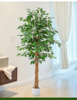 Approvisionnement exclusif transfrontalier : Arbre de Banyan artificiel avec tronc d'arbre réel (100cm-200cm), en bois et tissu de soie, plantes en pot pour intérieur