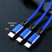 Vente en gros câble Usb Type C 3 en 1 câble de données de charge rapide multiple 3 en 1/3-en-1 câble de chargeur de téléphone portable trois en un