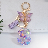 Porte-clés en forme de sac à main en gros, pendentif avec lettre capitale 26, porte-clés avec lettres anglaises, porte-clés en résine, pendentif en acrylique brillant
