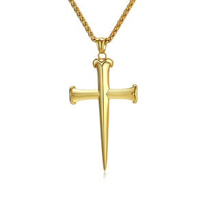Instagram-worthy unisex retro yunnique style steel stud cross necklace, niche high-end punk artistic versatile cros - Product Image 1