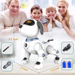 Touch Sensor RC Programmable AI <b>Smart</b> Dog <b>Remote</b> <b>Control</b> Robot ABS Plastic Body 3M Range Light Sound for Kids-Educational Toy - Product Image 5
