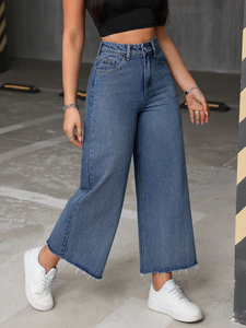 Jeans baggy taille haute pour femmes, <span class=keywords><strong>pantalon</strong></span> en denim à jambes larges avec coupe ample et confortable - Product Image 3