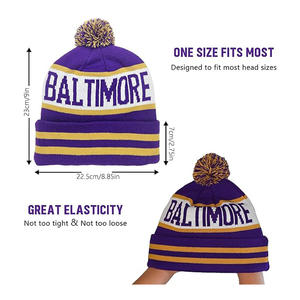 100% Acrylic Custom Sports Club Football Team Bobble Hat Jacquard Pattern Embroidery Logo Patch <strong>Beanie</strong> With <strong>Pom</strong> <strong>Pom</strong> - Product Image 4