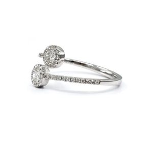 Wholesale Custom Made Romantic Design Top Quality 14k 585 Solid White Gold Real Diamond Round Small Wedding Band Ring for Lady - Product Image 2