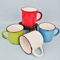 Promotion : Tasse à café en céramique artisanale vintage avec logo personnalisé, style rustique
